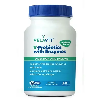 Velavit V-Probiotics with Enzymes 30 Kapsül